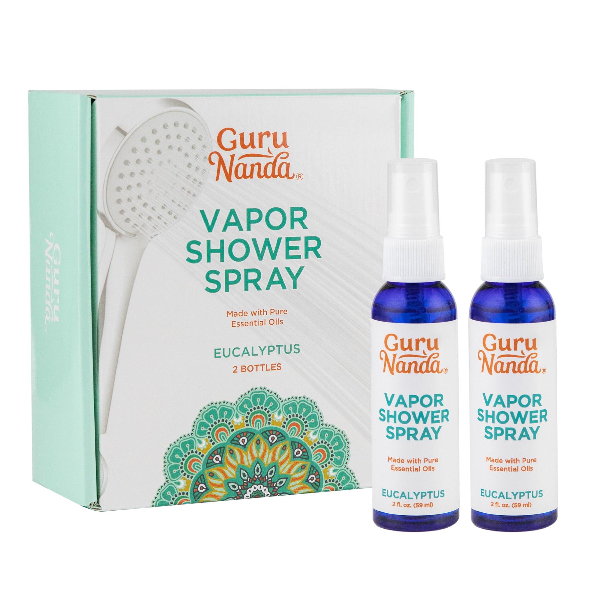 GuruNanda Eucalyptus Essential Oil Aromatherapy Vapor Shower Spray - Pack of 2 - 2 fl. oz. Each