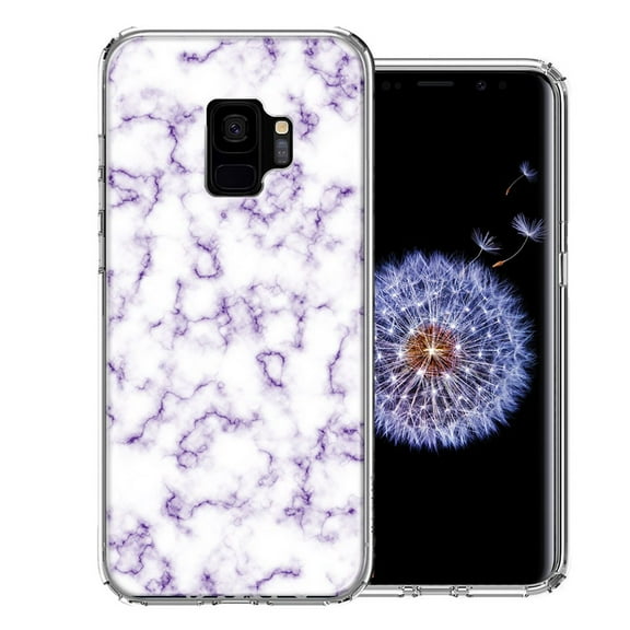 MUNDAZE For Samsung Galaxy S9 Purple Marble Design Double Layer Phone Case Cover