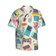 thumbnail image 2 of Daiia Playing Video Games Hawaiian Shirt for Men Gentle Cotton Regular Short Sleeve Casual-XX-Large, 2 of 9