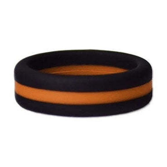 Black and Orange Stripe Silicone Ring Size 7 by Lifebeats