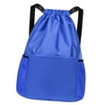thumbnail image 2 of Mochila con cordón Jinwen resistente al agua con almacenamiento de bolsillo frontal Azul, 2 of 8