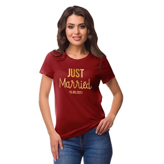 Inkdotpot T-Shirt Personnalisé pour Femmes Juste Mariés Annonce de Mariage Chemise-Rf