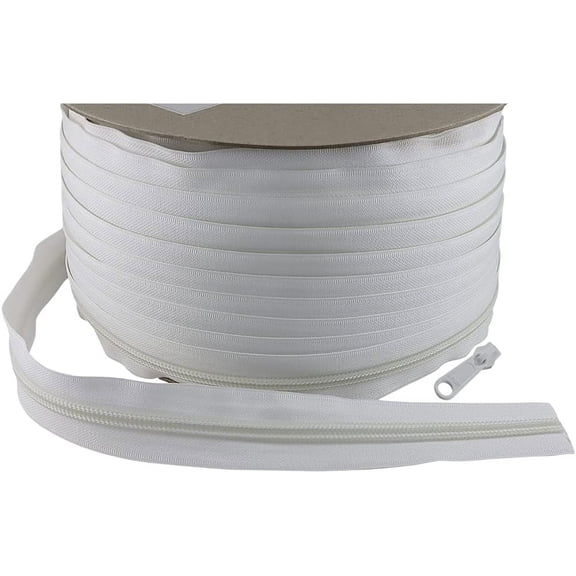 EZ-Xtend #10 Lenzip Chain Ziplon Coil Zipper by The Yard with Non-Locking Sliders. Boat Cushions, Bags, DIY Sewing, Upholstery, Replacement Zipper(5 Yards & 4 Double Pulls)