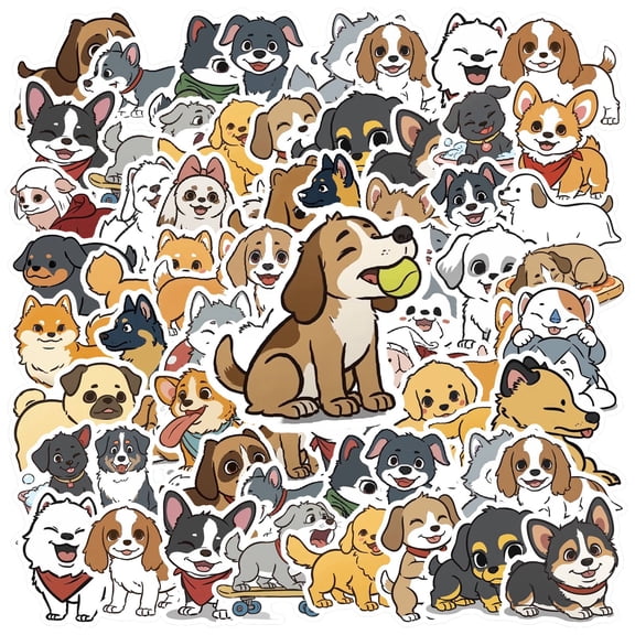 35pcs-50pcs Cute Dog Stickers Animal Cartoon Stickers Funny Children Stickers for Laptops Notebooks Suitcases