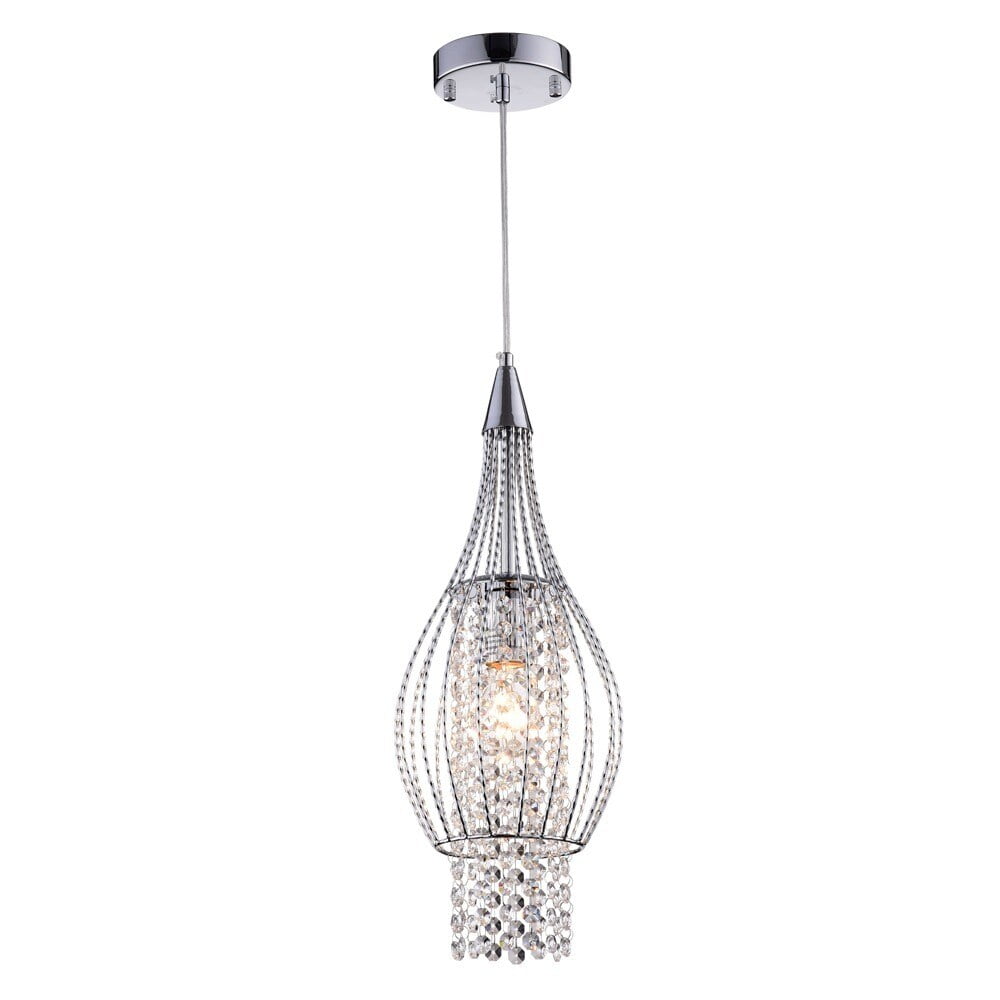 ルミナベッラMessalina SO4 peodant　chrome Roman Crystal 4-Light Chrome Chandelier - Indoor Lighting