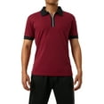 thumbnail image 2 of "Listenwind Men's Quarter Zip Polo Shirts, Casual Short Sleeve Lapel Collar Contrast Color Slim Fit Tops", 2 of 9