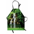 thumbnail image 1 of Waterfall Apron Double Waterfalls Flow to Natural Green Lake with Bushes and Grass like Garden Print, Unisex Kitchen Bib Apron with Adjustable Neck for Cooking Baking Gardening, Green, by Ambesonne, 1 of 3