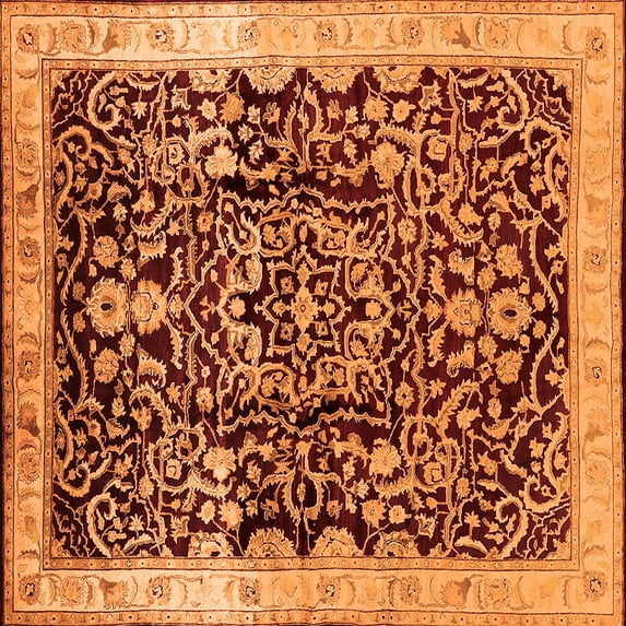 Ahgly Company Indoor Square Oriental Orange Industrial Area Rugs, 6' Square