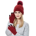 thumbnail image 4 of HNMKIU Warm Womens Knitted Thick Baseball Caps with Gloves for Winter Ski Activities, 4 of 9