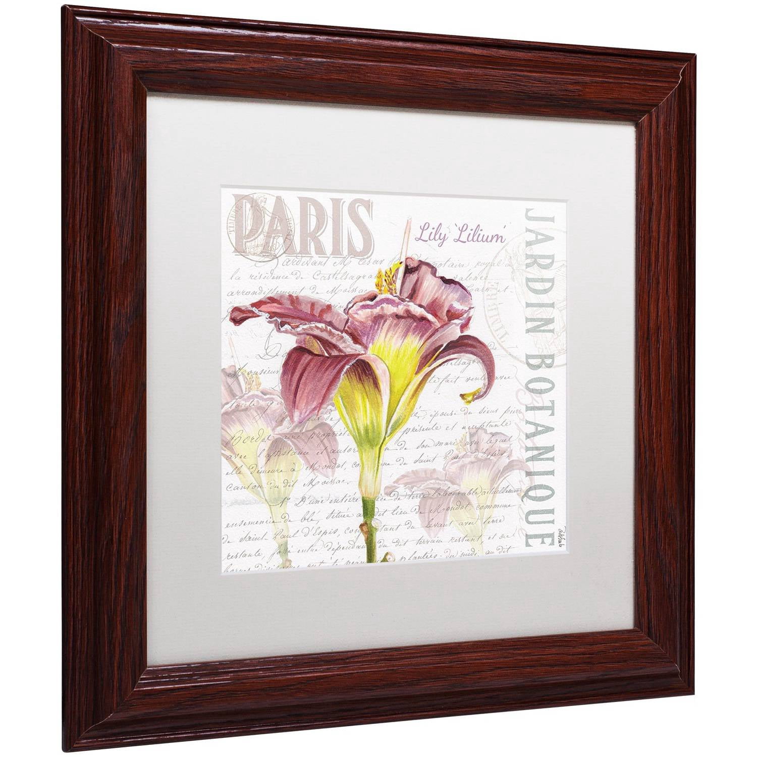Trademark Fine Art "Paris Botanique Lily Burgundy" Canvas Art by Jennifer Redstreake White Matte, Wood Frame