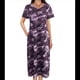thumbnail image 2 of Vestido Camisero Informal de Verano para Mujer, Holgado, de Corta, Estilo Camuflaje, con Bolsillo Púrpura M, 2 of 8
