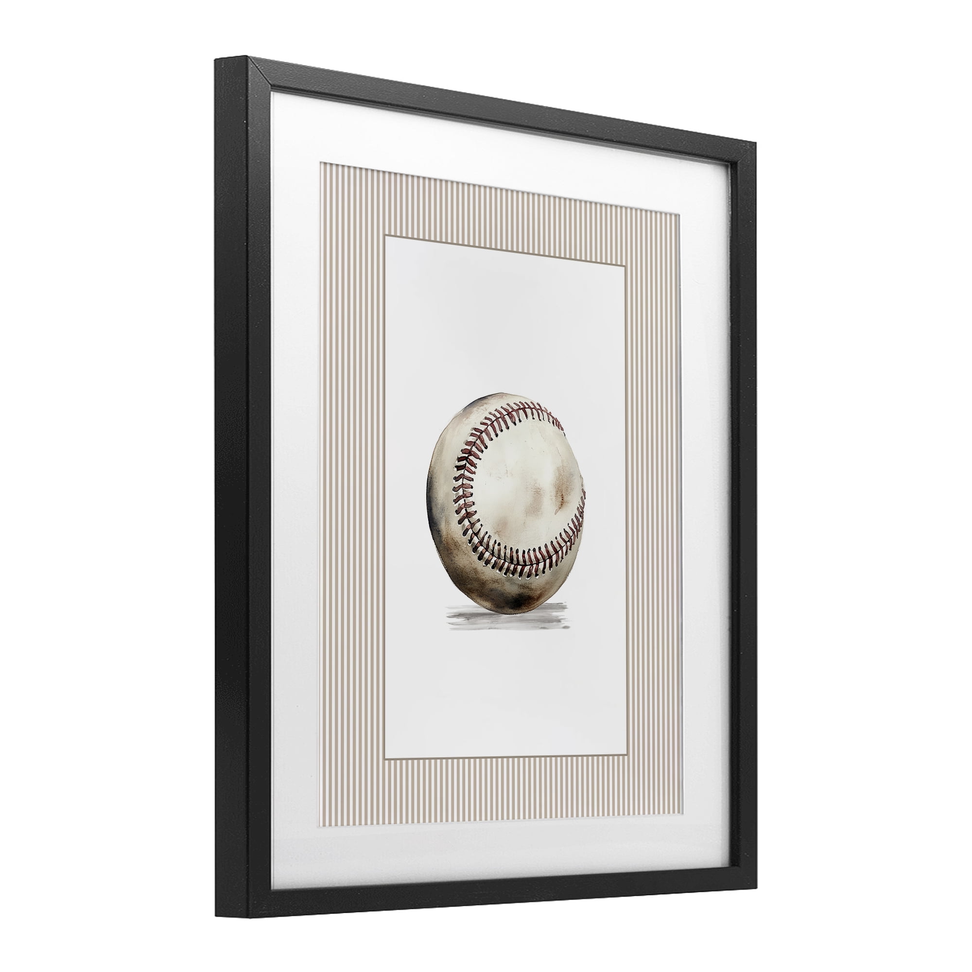 Stupell Industries Vintage Sports Baseball Black Framed Print Under Glass, design by Christine Simpson Art