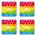 thumbnail image 1 of Colorful Coaster Set of 4, Abstract Geometrical Polygonal Diamond Forms Triangle Mirroring Lines Artwork, Square Hardboard Gloss Coasters, Standard Size, Multicolor, by Ambesonne, 1 of 2