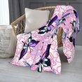 thumbnail image 3 of Pink Floral Purple Butterfly Blanket, Soft Blankets Flannel Bed Throw Cozy Lightweight Plush Gifts for Women Girls Sofa Couch Bedroom Living Rooms Warm All Season, Home Decor, 60"x50", 3 of 6