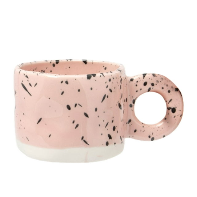 Ceramic Mug with Handle Coffee Milk Modern Print Porcelain Handmade Ceramic Hot Chocolate Cup Couple Handgrip Cups