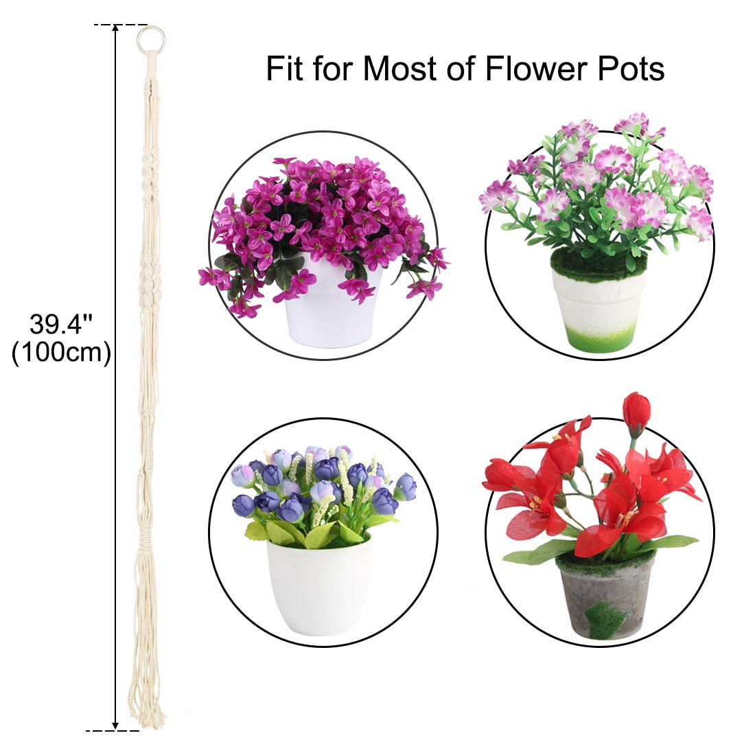 Plant Hanger Flower Pot Holder DIY Hanging Rope Beige 39.4 Inch