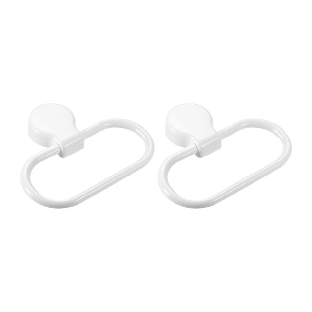Unique Bargains Mural Rond Serviette Anneau ABS Suspendu Support Auto-Adhésif, Blanc 2 Pack