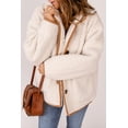 thumbnail image 3 of POGLIP Veste Sherpa à Boutons Contrastés Beige pour Femmes, 3 of 6