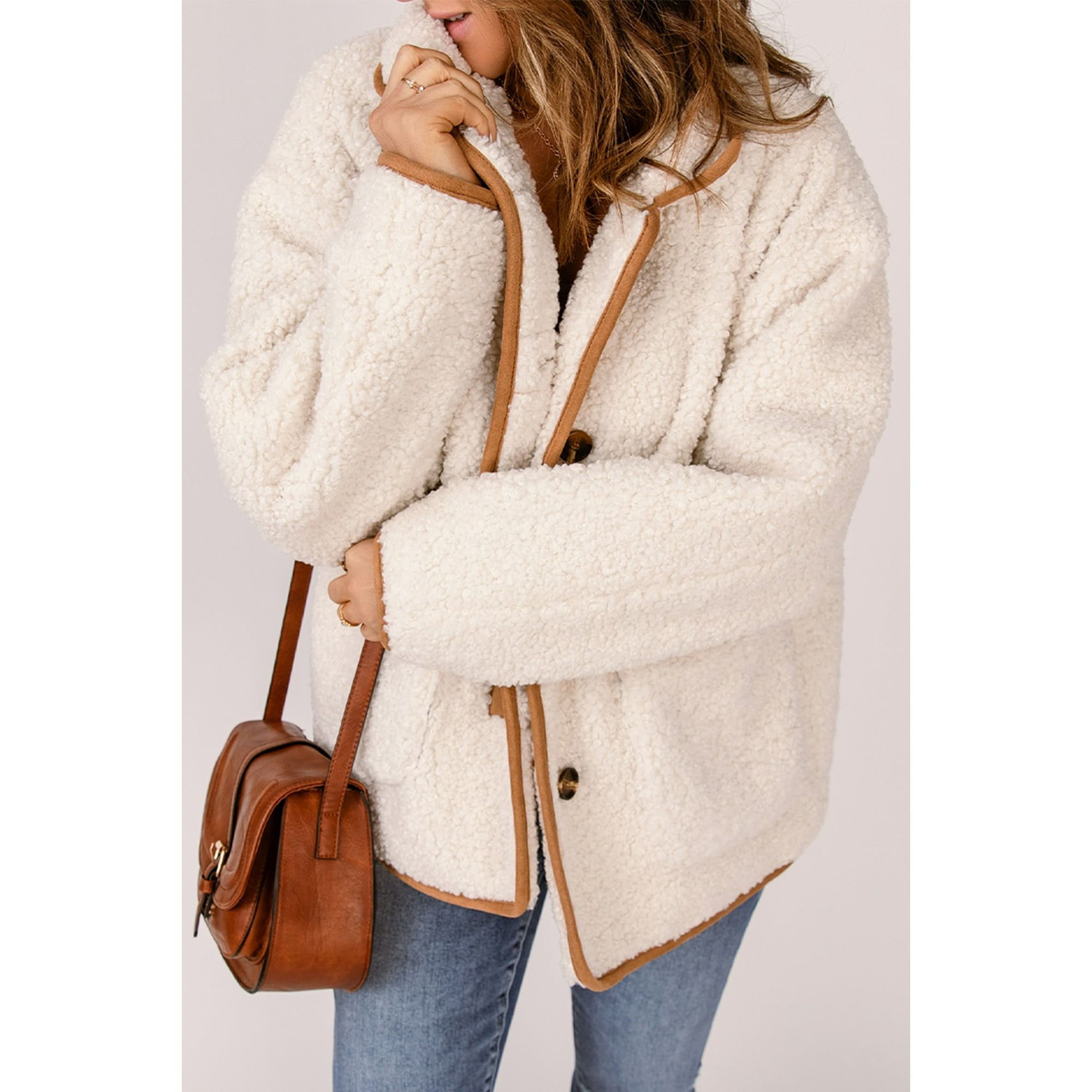 Beige sherpa jacket women's 2025