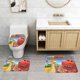 thumbnail image 2 of Pequeña Escuela de Dinosaurios Juego de 3 alfombras de baño de coral fleece: tapete de baño + alfombra de inodoro en forma de U + funda de tapa de inodoro en forma de O, 2 of 6