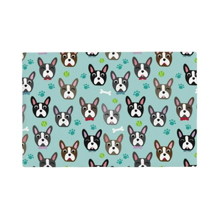 

Placemats Set of 6 Boston Terrier paw green cute Place mats for Dining Table Indoor/Outdoor Cute Heat Resistant Washable Table Mats(18 x 12 )