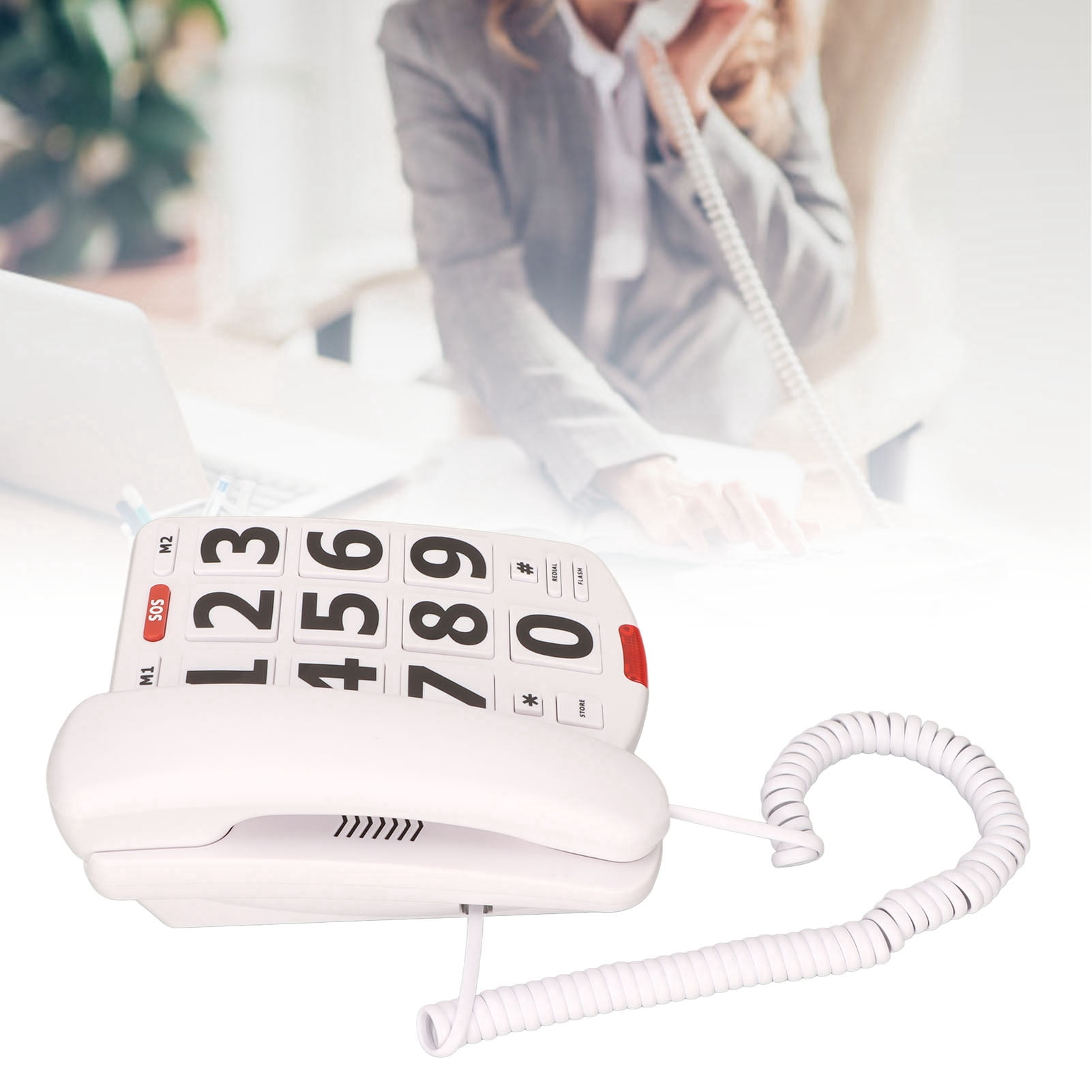 Kitchen Telephone Plug In Corded Big Button Telephone, Plug and Play Senior Phone Large ...