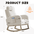 thumbnail image 5 of Resenkos Modern Rocking Chair with Wood Legs, Upholstered Glider, Comfy Armchair with Pocket, High Backrest, White, 5 of 12