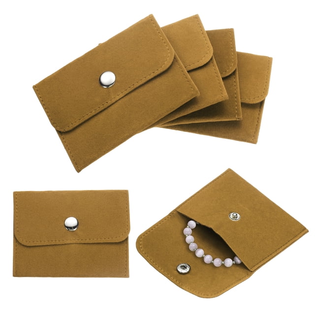Uxcell 6 Pcs Bolsas de Joyería de Terciopelo con Botón a Presión 3x3.9 Pulgadas, Amarillo