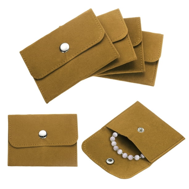 Uxcell 6 Pcs Bolsas de Joyería de Terciopelo con Botón a Presión 3x3.9 Pulgadas, Amarillo