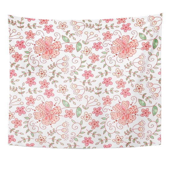 UFAEZU Bloom Abstract Cute with Flowers Doodle Beauty Blossom Bouquet Circle Wall Art Hanging Tapestry Home Decor for Living Room Bedroom Dorm 51x60 inch