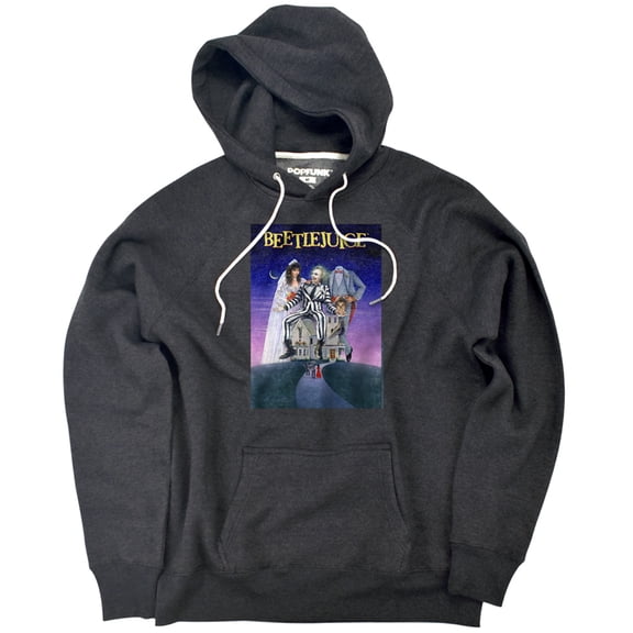 Beetlejuice Original Movie Poster Unisex Adult Slim Fit Pull-Over Heather Hoodie, Charcoal, Small