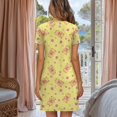 thumbnail image 3 of Yuyamidu Women Nightgown Yellow Capybara Sleep Dress Button Down House Dress Pleated Knee Length Loungewear, 3 of 6