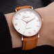 thumbnail image 4 of Reloj unisex para hombres y mujeres Reloj de pulsera con esfera de vidrio redondo y correa de PU de cuarzo (marrón, oro rosa y blanco), 4 of 6