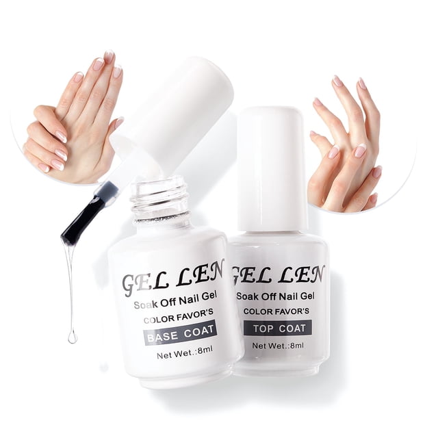 Gellen Esmalte de Uñas en Gel 2 Pzas de 8 Ml de Capa Superior y Base de Gel, Esmalte en Gel de Larga Duración con Curación de Lámpara UV/LED, Kit de Gel Superior Transparente, Regalos para Mujer