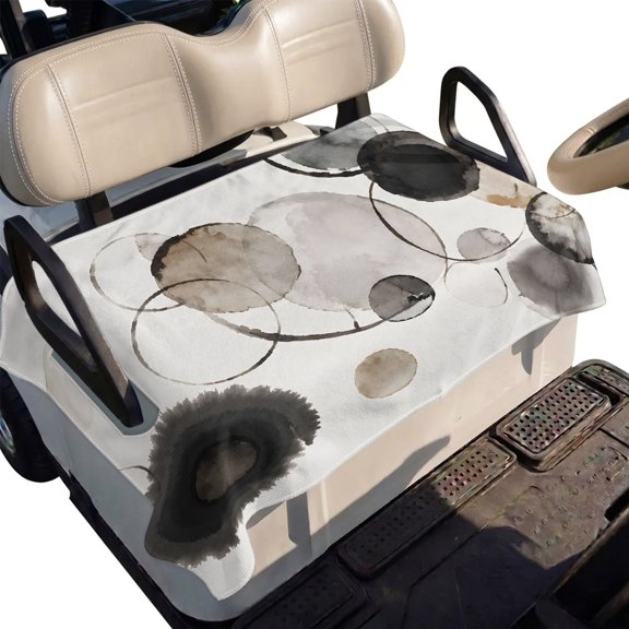 Golf Cart Seat Cover Black Watercolor Circles Club Car Golf Cart Seat Covers Soft Absorbent Golfcart Towel Blanket Modern Geometric Ink Art Golf Seat Covers for Cart Fits 2 & 4 Passenger 51"x31"