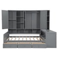 thumbnail image 5 of Full Size Wood Daybed with Desk and Wardrobe, Full Corner Bed Frame with Three Drawers & Storage Cabinet, Space-Saving Solutions for Teens & Adults, Gray Finish, 5 of 9
