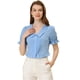 thumbnail image 1 of Allegra K Blusa Plisada De Manga Corta Con Cuello En V Y Solapa Para Mujer Azul M, 1 of 4