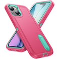 thumbnail image 2 of for iPhone 15 Plus Case, iPhone 15 Plus Phone Case with Built in Kickstand, Shockproof/Dustproof/Drop Proof Heavy Duty Military-Grade Rugged Protective Cover for iPhone 15 Plus,Rose Red, 2 of 9
