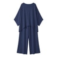 thumbnail image 4 of Mifsaly 2 Piece Sets for Women Summer Cotton Linen Matching Lounge Outfits Oversized Batwing Sleeve High Low Hem Tunic Top and Side Slit Wide Leg Pants L, 4 of 5