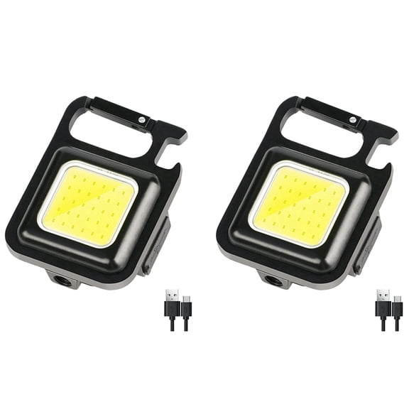 2X COB Flashlight,500Lumen Bright Rechargeable Keychain Mini Flashlight 3 Light Mode with Opener for Fishing