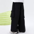 thumbnail image 4 of Adeawade Boys Pants Cargo Jogger Pants For Kids Outdoor Wide Leg Parachute Style Trousers With Pockets Elastic Waist Relax Fit Slacks Classic Clothes Black 9-10 Years, 4 of 4