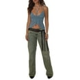 thumbnail image 2 of KelaJuan Women's Cross Halter Cami Tops, Sleeveless Spaghetti Strap Wrap Hem Mesh Camisole, 2 of 7