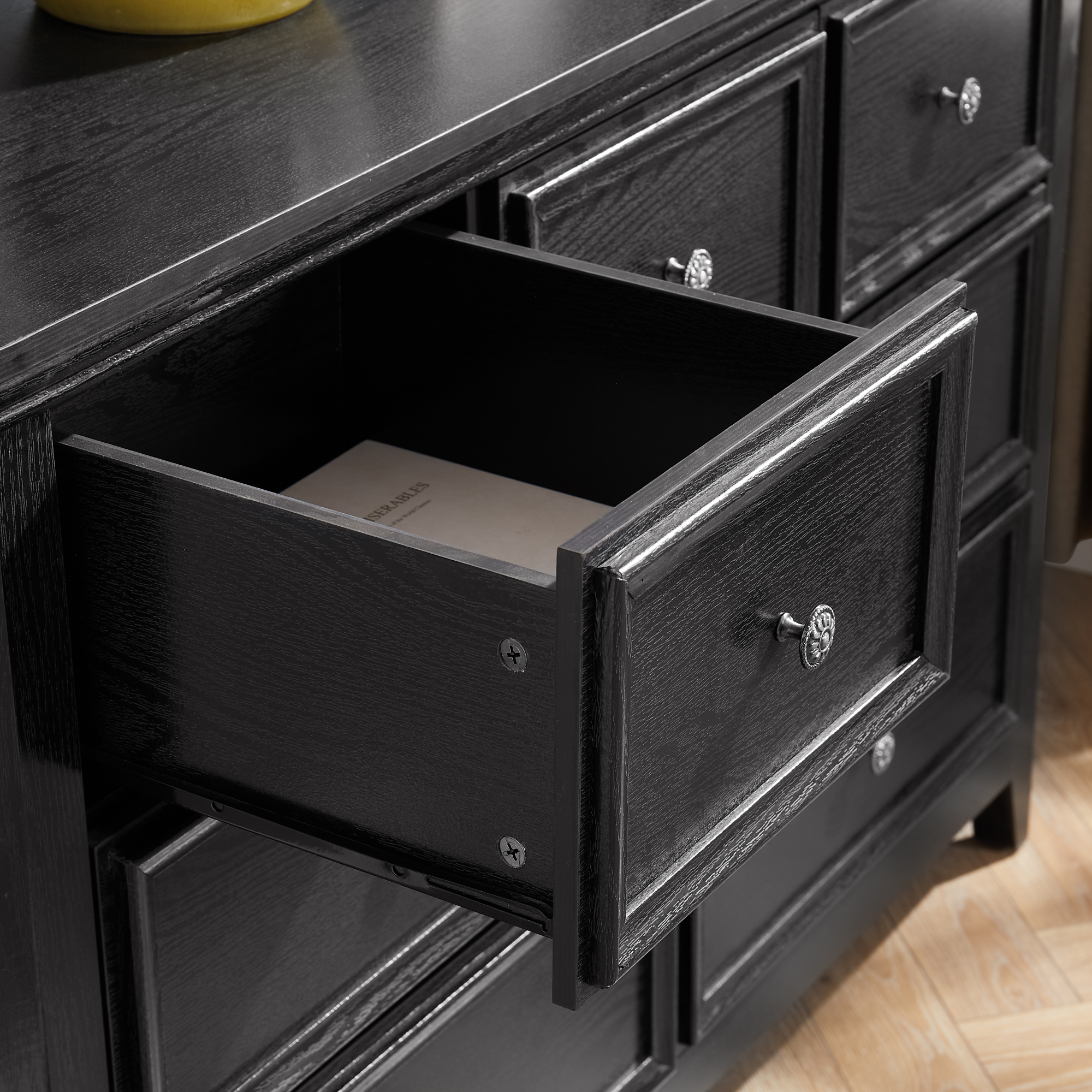 Leumius 7 Drawers Dresser,Modern 7 Drawers Cabinet Chest of Drawers Closet Organizers and Storage for Living Room,Bedroom,Black