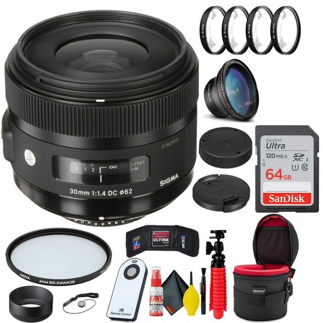 Sigma 30mm f/1.4 DC HSM Art Objectif pour Nikon F + Carte SD 64 Go Ensemble