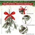 thumbnail image 2 of Dalrosia 2PCS Christmas Mistletoe Decor Artificial Mistletoe Ornament with Red Bow Christmas Hanging Mistletoe Decoration Bouquet Natural Pine Cones Christmas Tree Accessories, 2 of 6