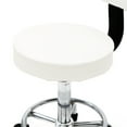 thumbnail image 3 of Leather Round Rolling Stool with Wheels, Height Adjustable Swivel Stool with Wide Backrest and Footrest, Multi-Purpose Drafting Spa Bar Salon Tattoo Office Chair, White, 3 of 9