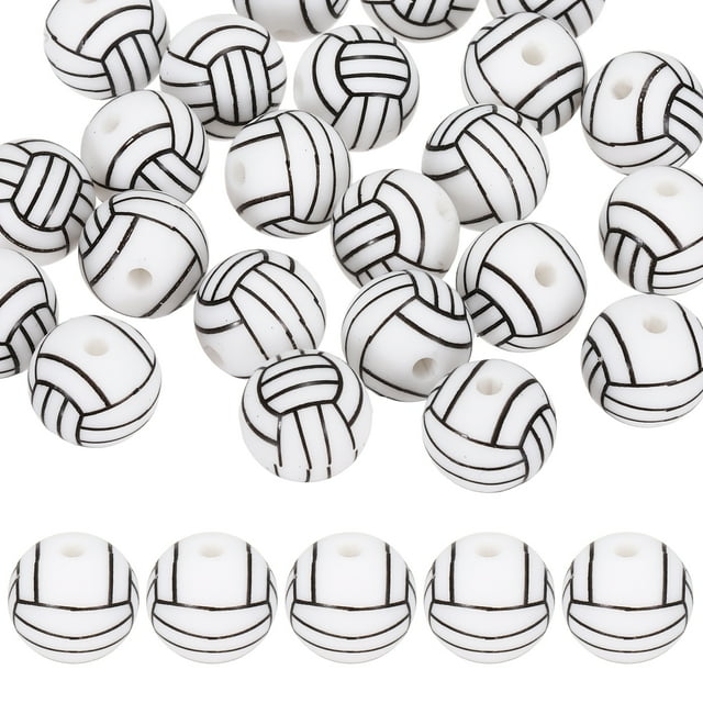 25-Pack Cuentas de Pelotas Deportivas 12mm Redondas Blancas de Goma para Manualidades/ Pulsera/ Collar
