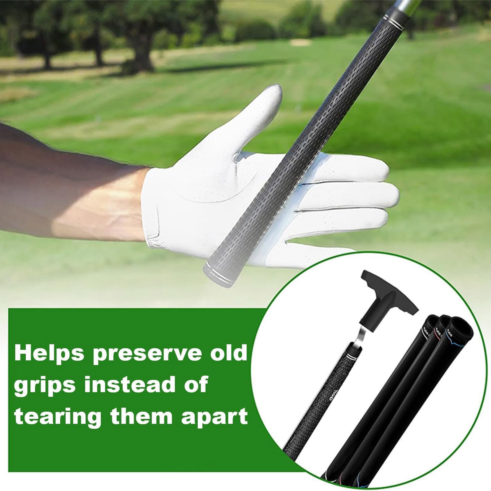 Golf Grip Removal Tool，11" V- Grip Remover for Standard Length Swinging Grips，High-Carbon Steel Golf Club Tool，Golf Grip Kit Golf Tools Golf Grip Tool