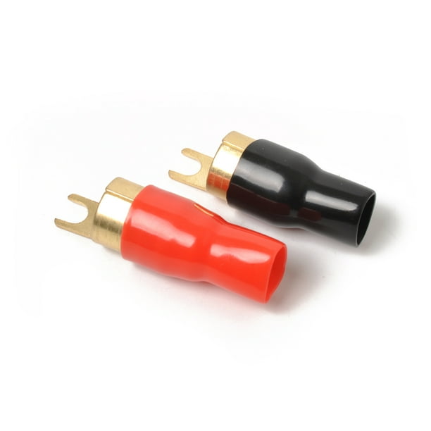 1 Pair Copper Gold Plated 0 Gauge Spade Terminal Crimp Connectors