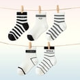 thumbnail image 3 of Balabala Boys Lightweight Crew Socks, Breathable Cotton Blend, Soft Striped Casual School Socks, 5-Pack, 3 of 6